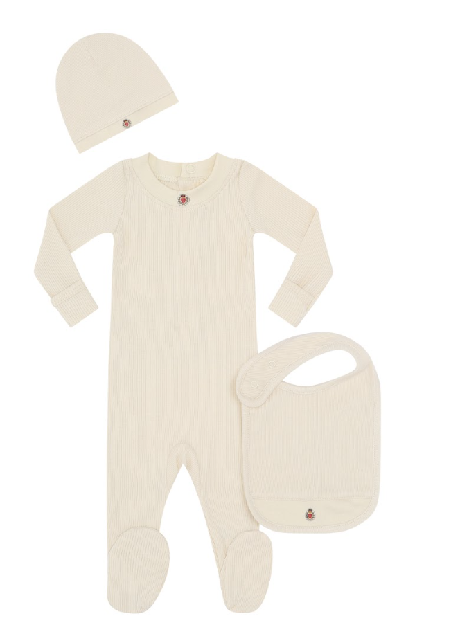 Little Parni Baby Logo Footie Set K459 - Ivory