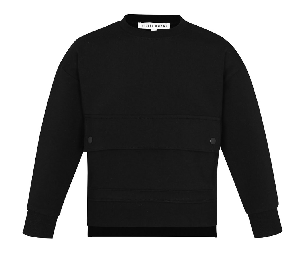 Parni Boy's Center Pocket Sweatshirt K464 - Black