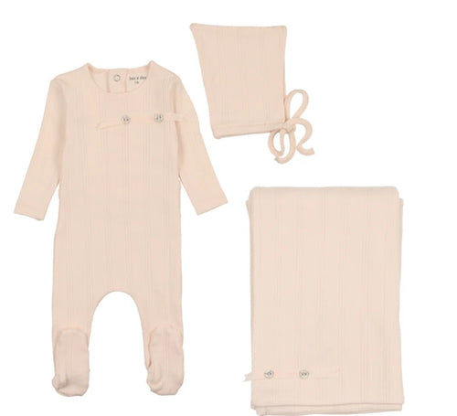 Bee & Dee Organic Ditsy Pointelle 3PC Set - Champagne Pink