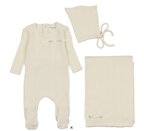 Bee & Dee Organic Ditsy Pointelle 3PC Set - Cream Shadow