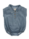 Lil Legs Checked Romper -Denim