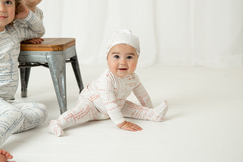 Bee & Dee Script Print Footie/Beanie-Girls Print