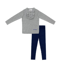 Load image into Gallery viewer, Coco Blanc Grey Ruffle Bib Legging Set