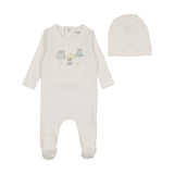 Bee & Dee Shades Of Baby Footie And Beanie - Chalk White Boys