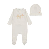 Bee & Dee Shades Of Baby Footie And Beanie - Chalk White Girls