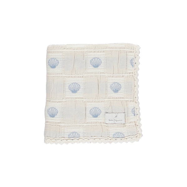 Bebe Organic Shell Blanket - Blue Shell Patchwork – Moonlight