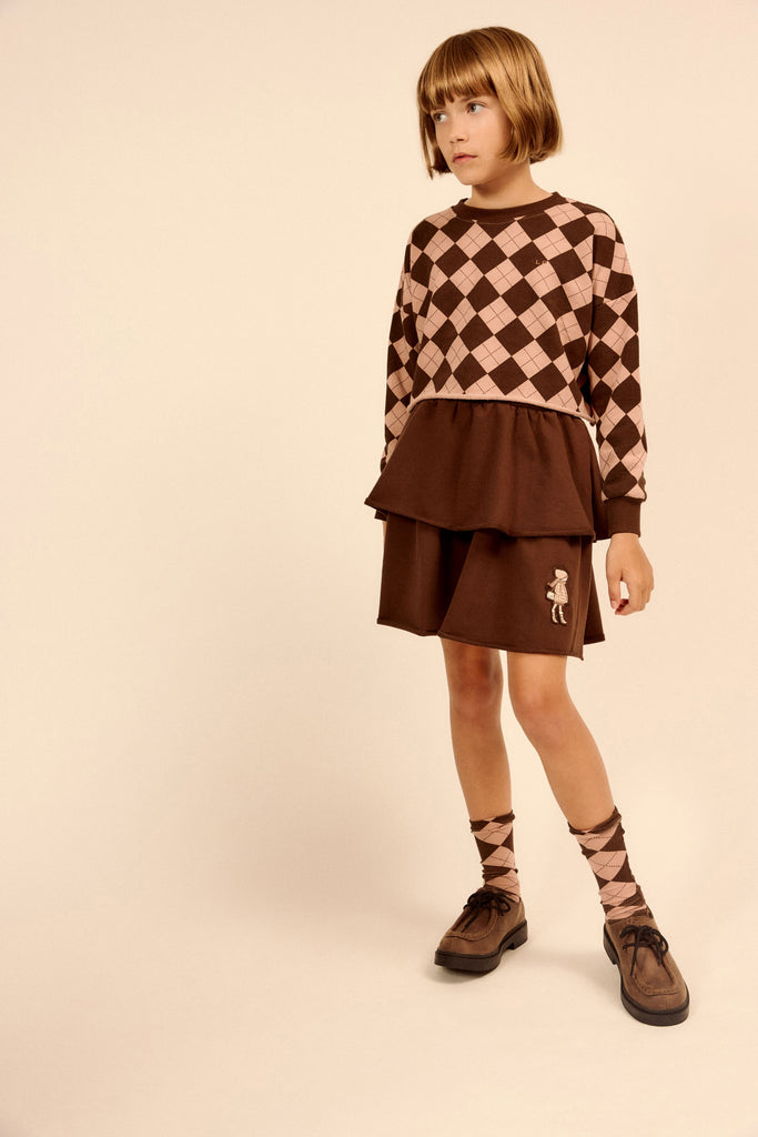 Little Parni French Terry Skirt (K708) - Brown
