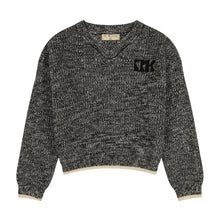 Load image into Gallery viewer, Retro Kid Silas Knit Vneck Sweater - Black/Cream