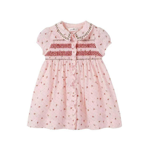 Nou Nelle Smocked Pink Dress (Short Sleeve)