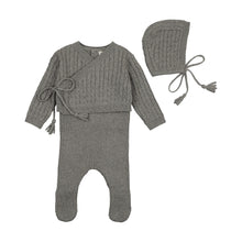 Load image into Gallery viewer, Bee &amp; Dee Soft Cable Knit Outfit And Bonnet - Charcoal
