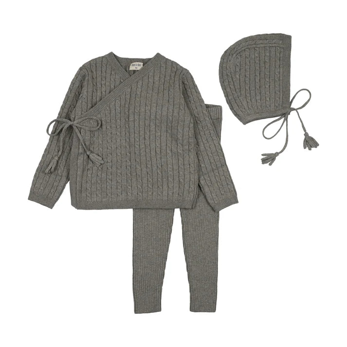 Bee & Dee Soft Cable Knit Outfit And Bonnet - Charcoal