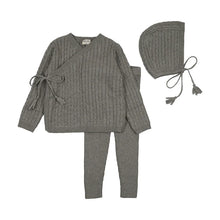 Load image into Gallery viewer, Bee &amp; Dee Soft Cable Knit Outfit And Bonnet - Charcoal