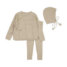 Load image into Gallery viewer, Bee &amp; Dee Soft Cable Knit Layette Outfit And Bonnet - Oat