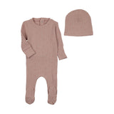 Bee & Dee Stars And Dots Footie And Beanie - Tea Rose