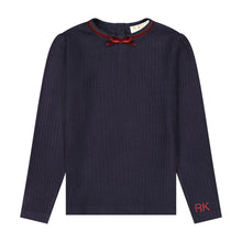 Load image into Gallery viewer, Retro Kid Stella Girls Ribbed Knit Sweater - Navy/Deep Crimson