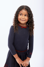 Load image into Gallery viewer, Retro Kid Stella Girls Ribbed Knit Sweater - Navy/Deep Crimson