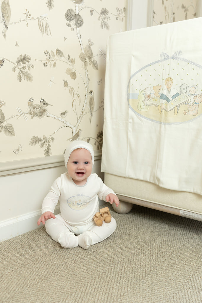 Bee & Dee Storytime Series Footie And Beanie - Chalk White Boys