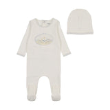Bee & Dee Storytime Series Footie And Beanie - Chalk White Boys