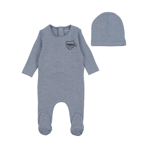 Bee And Dee Striation Footie & Beanie - Sailor Blue