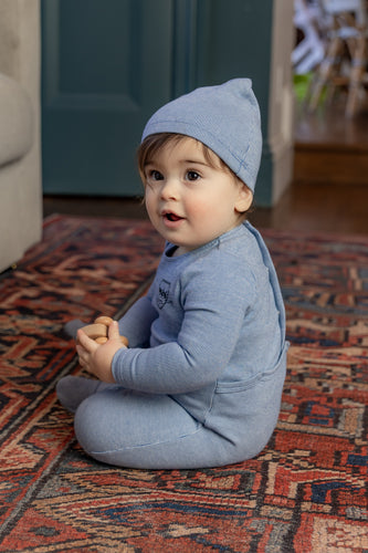 Bee And Dee Striation Footie & Beanie - Sailor Blue