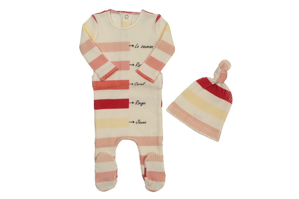 Bee & Dee Stripe Footie/Beanie-Girls Stripe