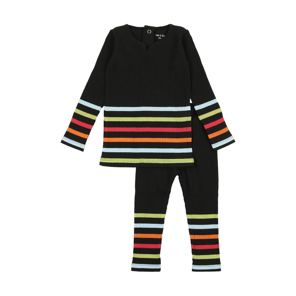 Bee & Dee Stripe Loungewear-Black multi