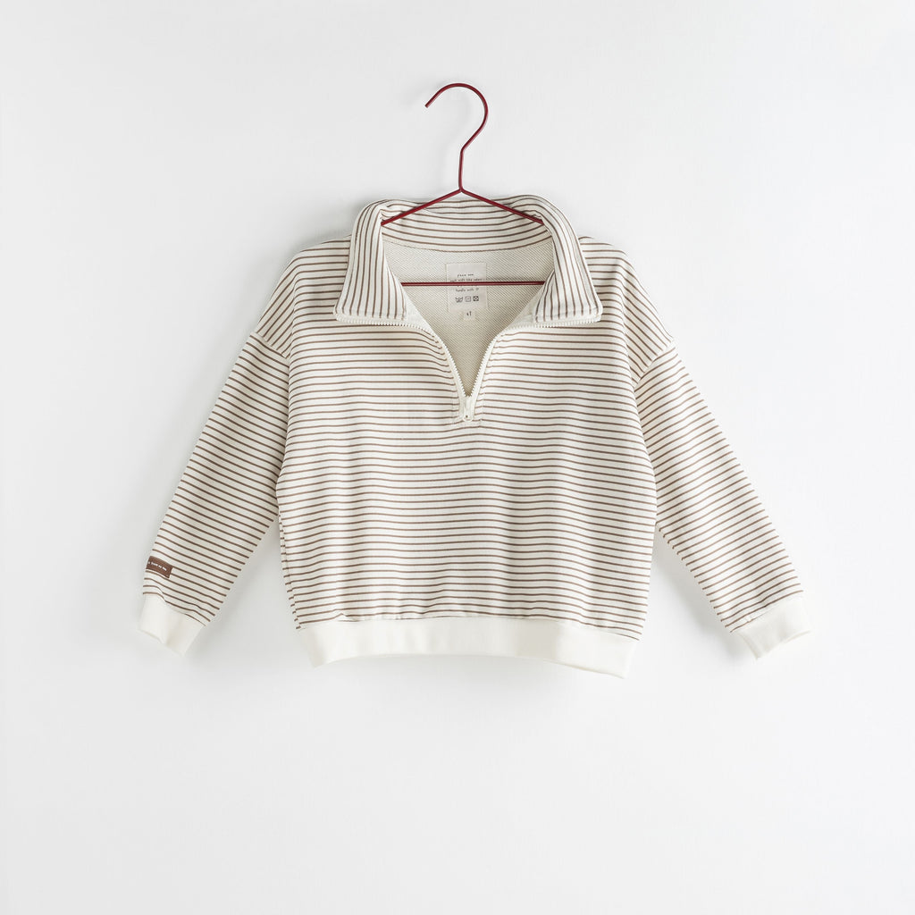 Please Mom Stripe Half Zip Sweatshirt