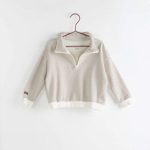 Please Mom Stripe Half Zip Sweatshirt