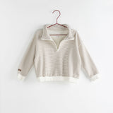 Please Mom Stripe Half Zip Sweatshirt
