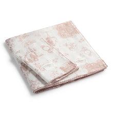 Load image into Gallery viewer, Petite Belle Rose Pink Safra Toile Swaddle &amp; Burp Cloth Set