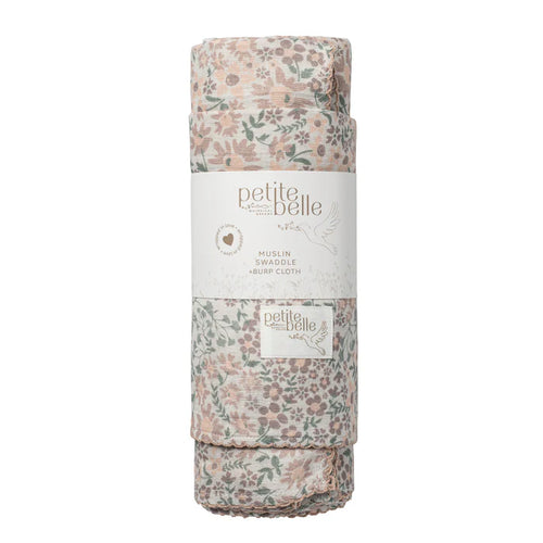 Petite Belle Liberty Floral Swaddle & Burp Cloth Set