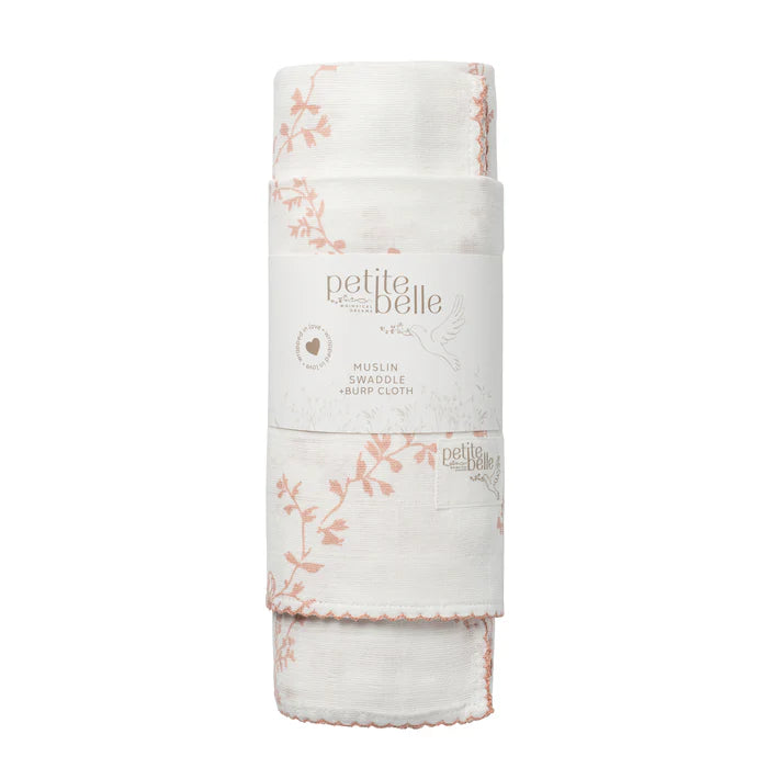 Petite Belle Pink Lattice Swaddle & Burp Cloth Set