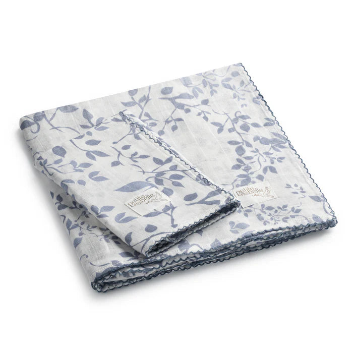Petite Belle Lafayette Powder Blue Swaddle & Burp Cloth Set
