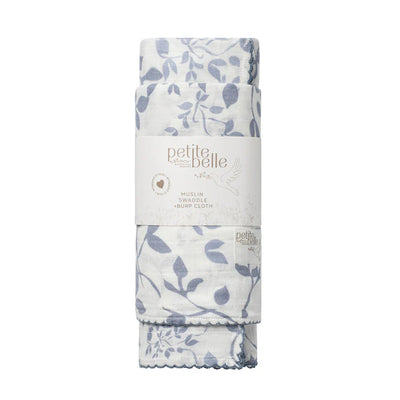Petite Belle Lafayette Powder Blue Swaddle & Burp Cloth Set