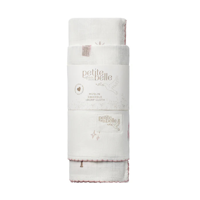 Petite Belle Star Swaddle & Burp Cloth Set