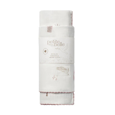 Petite Belle Star Swaddle & Burp Cloth Set