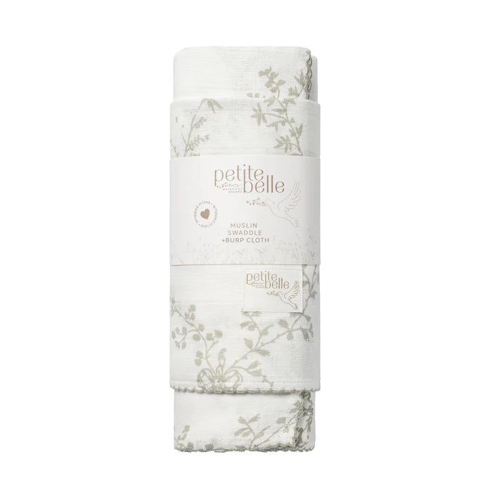 Petite Belle Taupe Lattice Swaddle & Burp Cloth Set