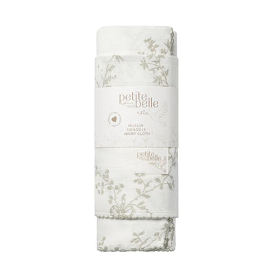 Petite Belle Taupe Lattice Swaddle & Burp Cloth Set