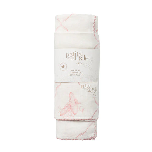 Petite Belle Rose Ballet Swaddle & Burp Cloth Set