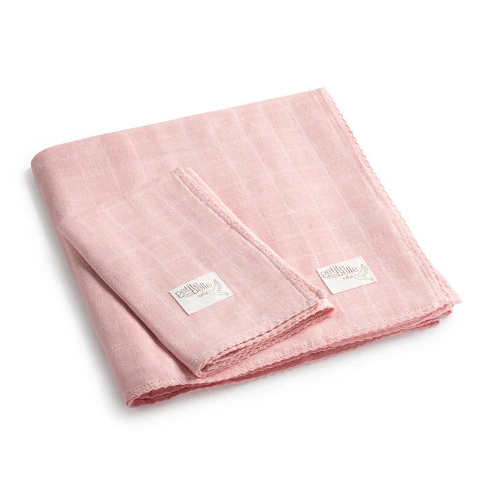 Petite Belle Pink Swaddle & Burp Cloth Set