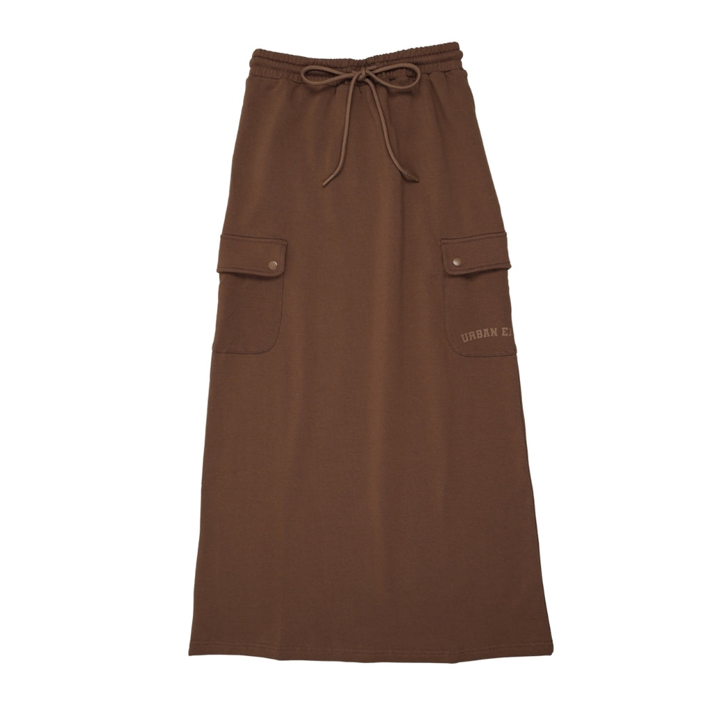Urban Edge Midi Sweat Skirt - Brown