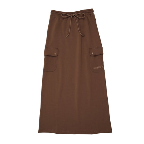 Urban Edge Midi Sweat Skirt - Brown