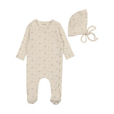 Bee & Dee Sweet Blossoms Boys Footie & Bonnet - Shadow White