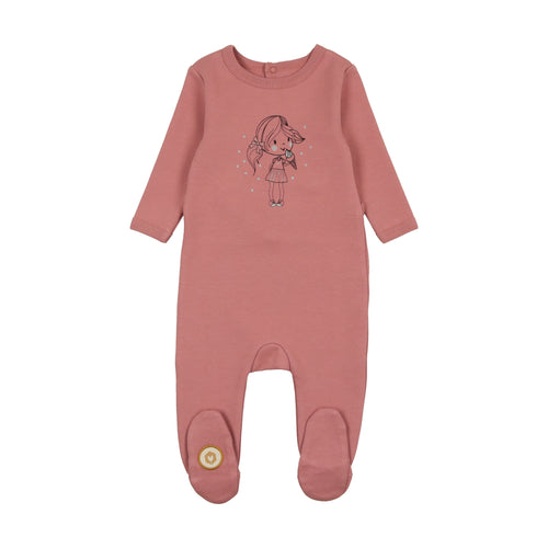 Mon Tresor Sweet Scoop Girls Footie - Ash Rose