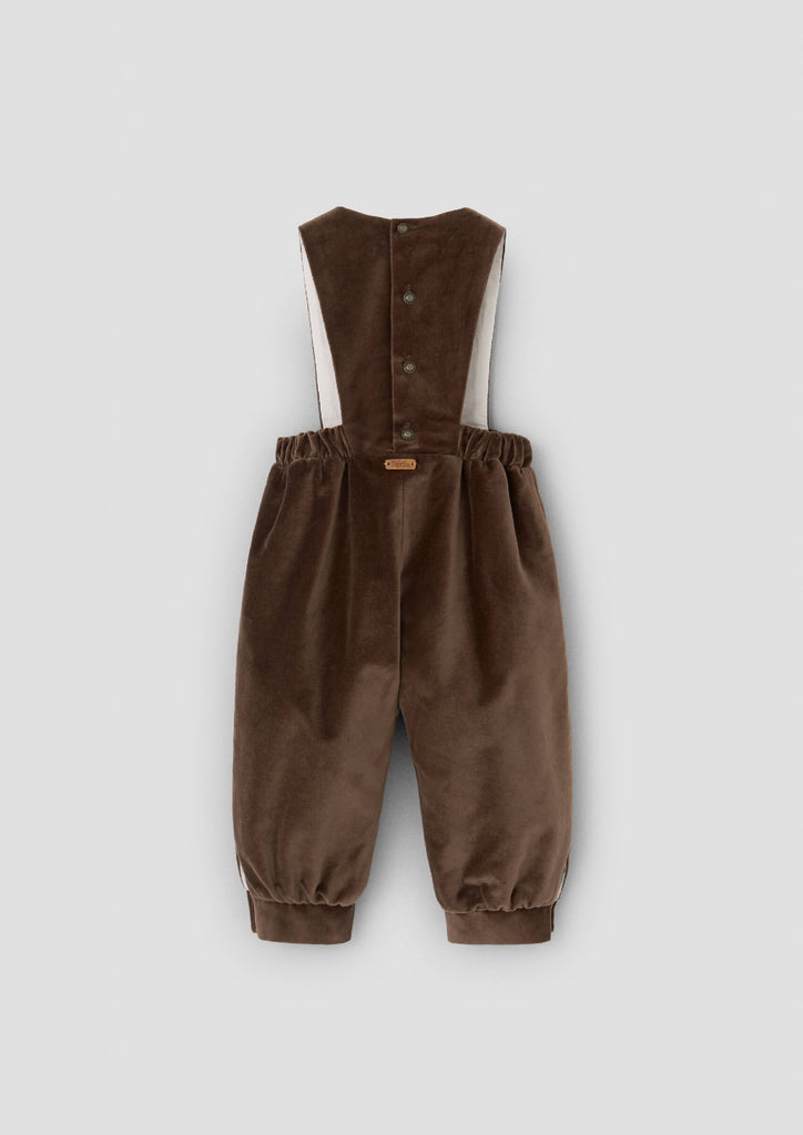 Popelin Brown Velvet Dungaree With Embroidered Bib (100.2)
