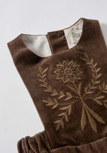 Load image into Gallery viewer, Popelin Brown Velvet Dungaree With Embroidered Bib (100.2)