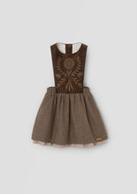 Load image into Gallery viewer, Popelin Brown Short Dress With Embroidered Bib (101.2)