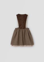 Load image into Gallery viewer, Popelin Brown Short Dress With Embroidered Bib (101.2)
