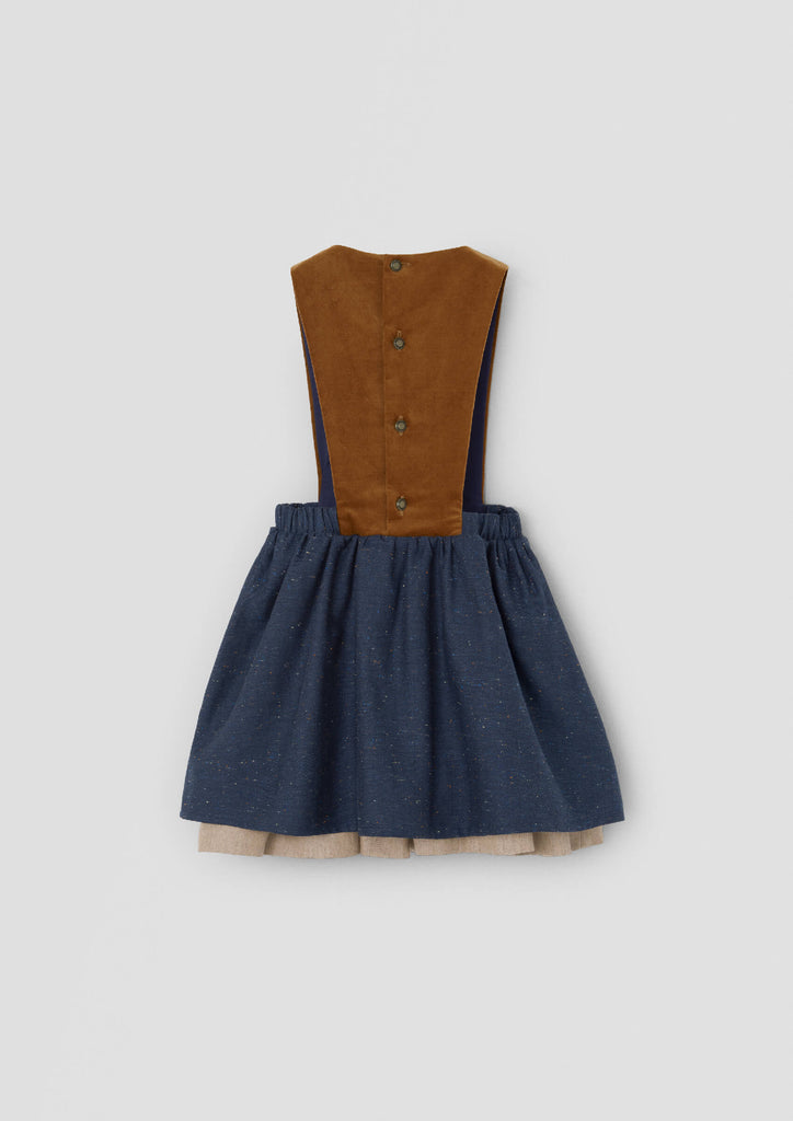 Popelin Terracotta Short Dress With Embroidered Bib (101.3)