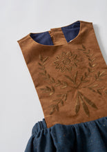 Load image into Gallery viewer, Popelin Terracotta Short Dress With Embroidered Bib (101.3)